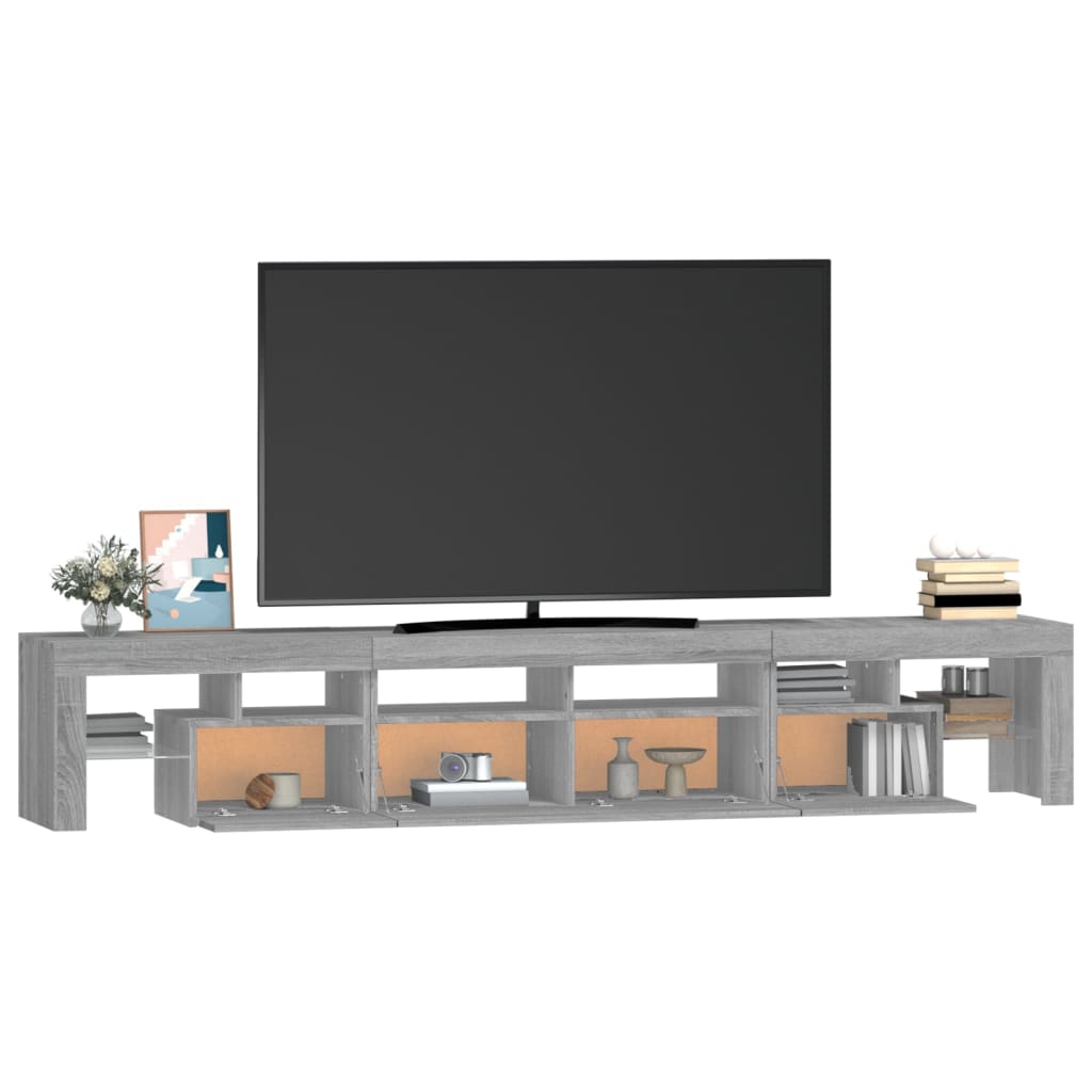 vidaXL Mueble de TV con luces LED gris Sonoma 230x36,5x40 cm