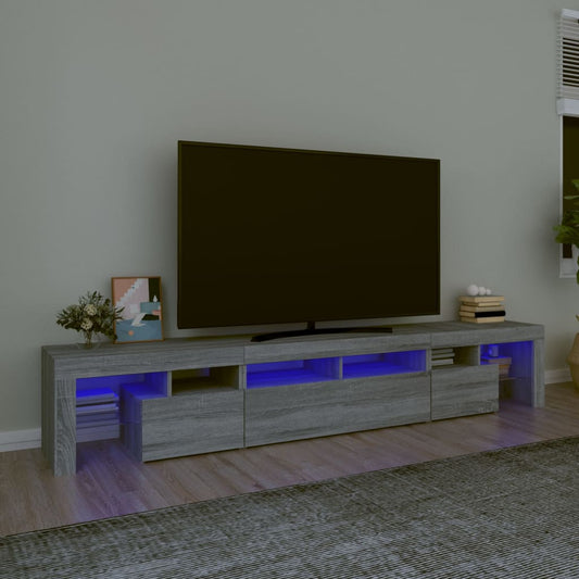 vidaXL Mueble de TV con luces LED gris Sonoma 230x36,5x40 cm