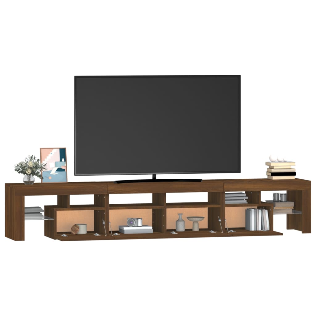 vidaXL Mueble de TV con luces LED marrón roble 230x36,5x40 cm