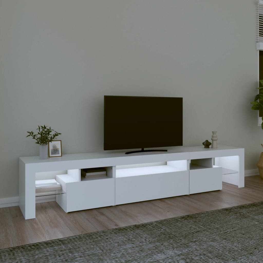 vidaXL Mueble de TV con luces LED blanco 215x36,5x40 cm