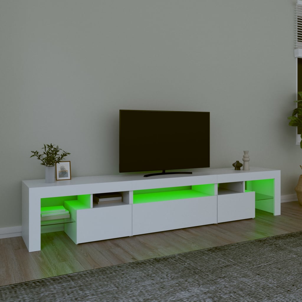 vidaXL Mueble de TV con luces LED blanco 215x36,5x40 cm