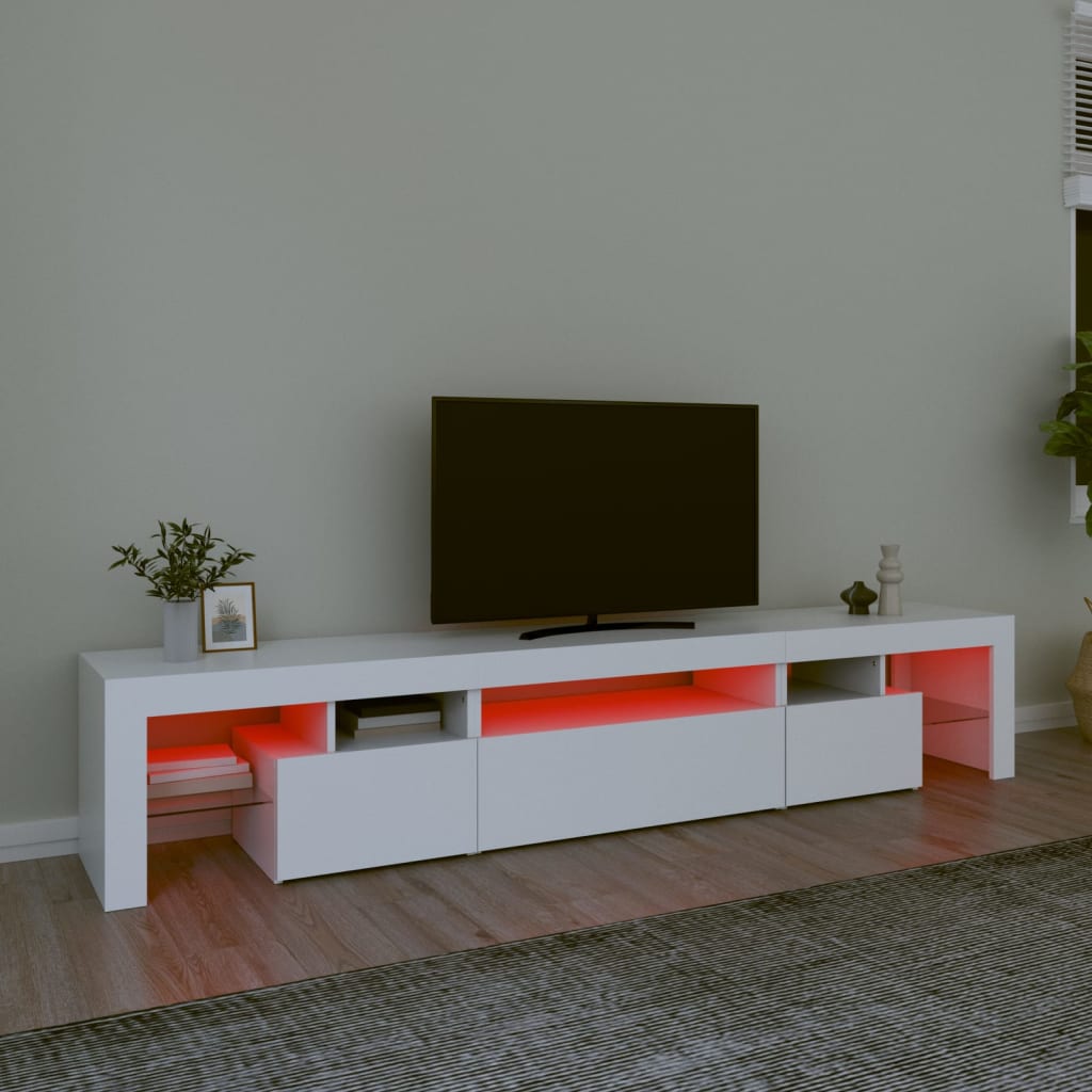 vidaXL Mueble de TV con luces LED blanco 215x36,5x40 cm