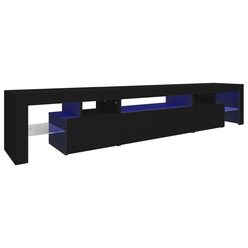 vidaXL Mueble de TV con luces LED Negro 215x36,5x40 cm