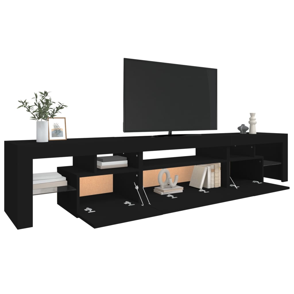 vidaXL Mueble de TV con luces LED Negro 215x36,5x40 cm