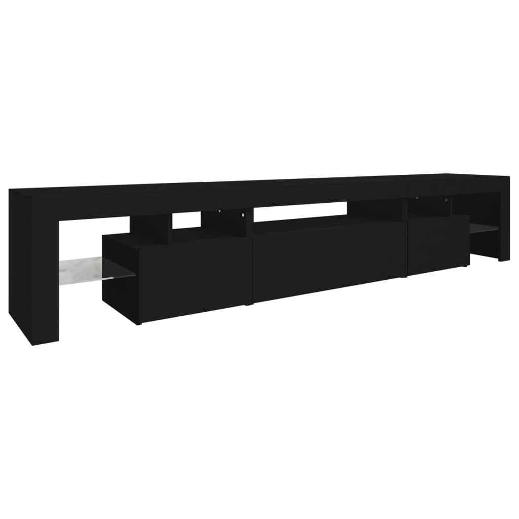 vidaXL Mueble de TV con luces LED Negro 215x36,5x40 cm