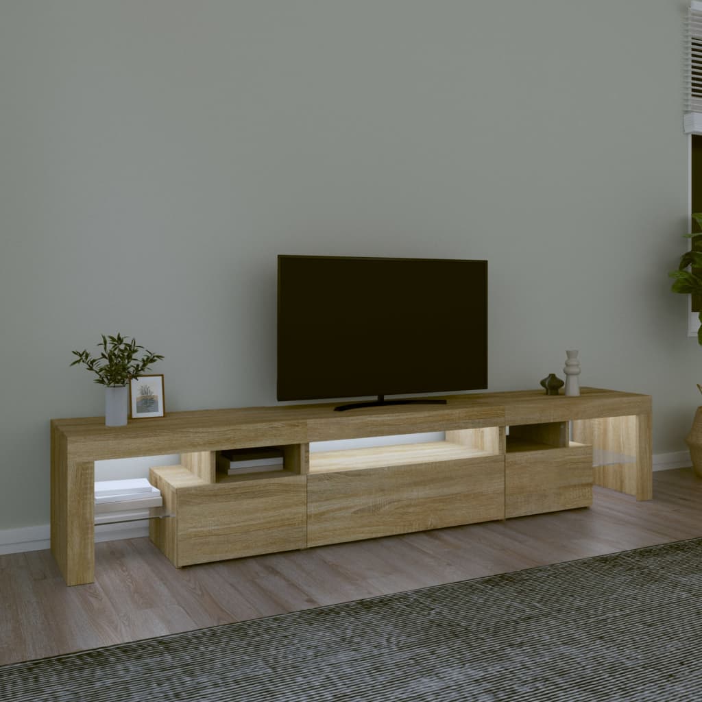 vidaXL Mueble de TV con luces LED roble Sonoma 215x36,5x40 cm