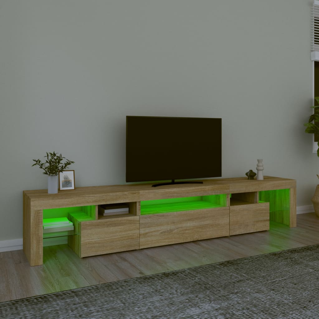 vidaXL Mueble de TV con luces LED roble Sonoma 215x36,5x40 cm