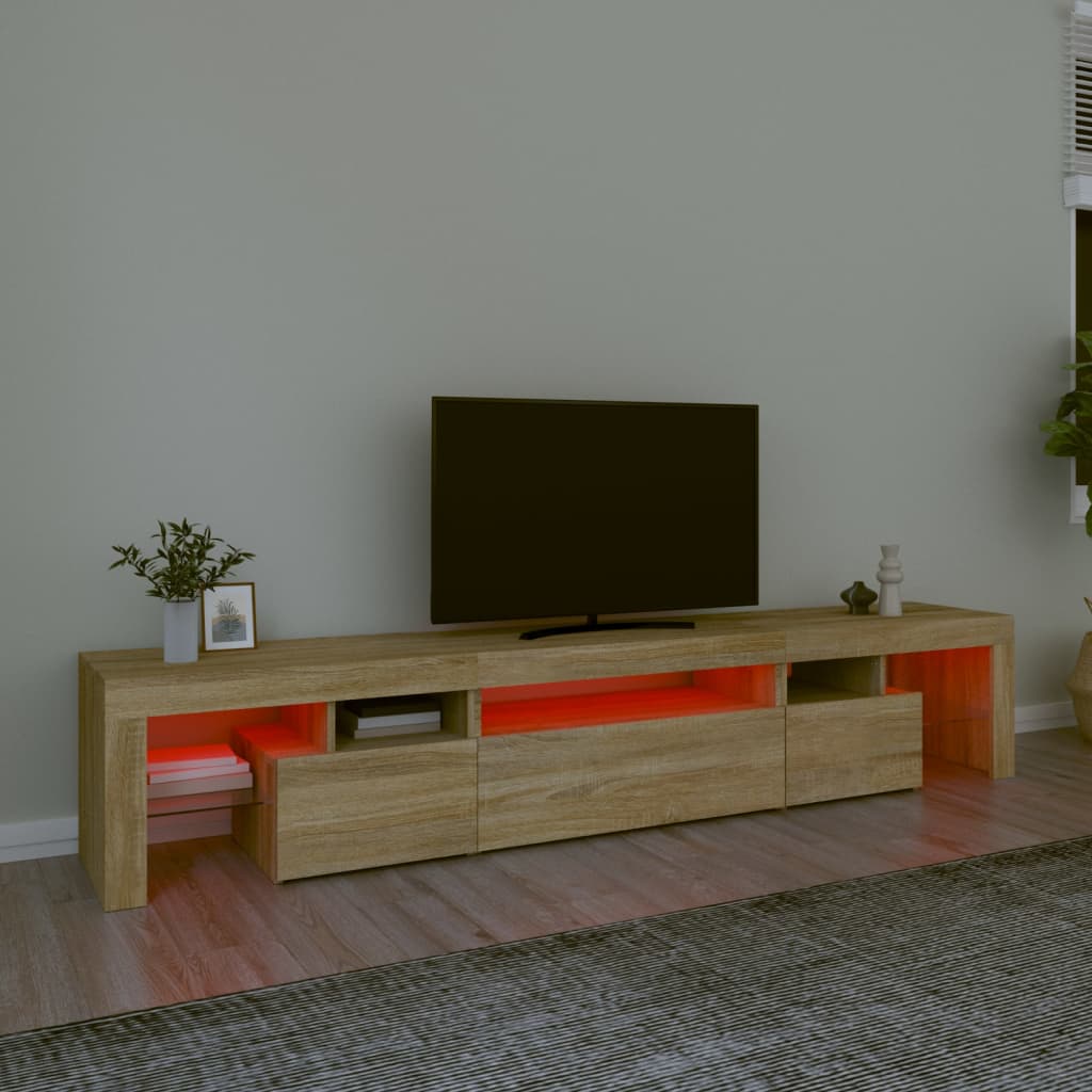 vidaXL Mueble de TV con luces LED roble Sonoma 215x36,5x40 cm