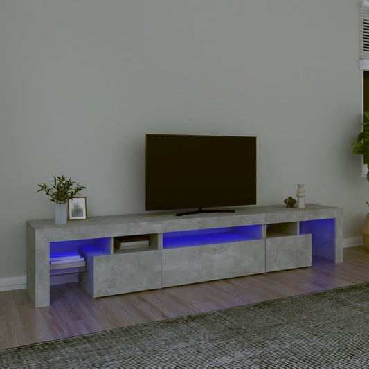 vidaXL Mueble de TV con luces LED gris hormigón 215x36,5x40 cm