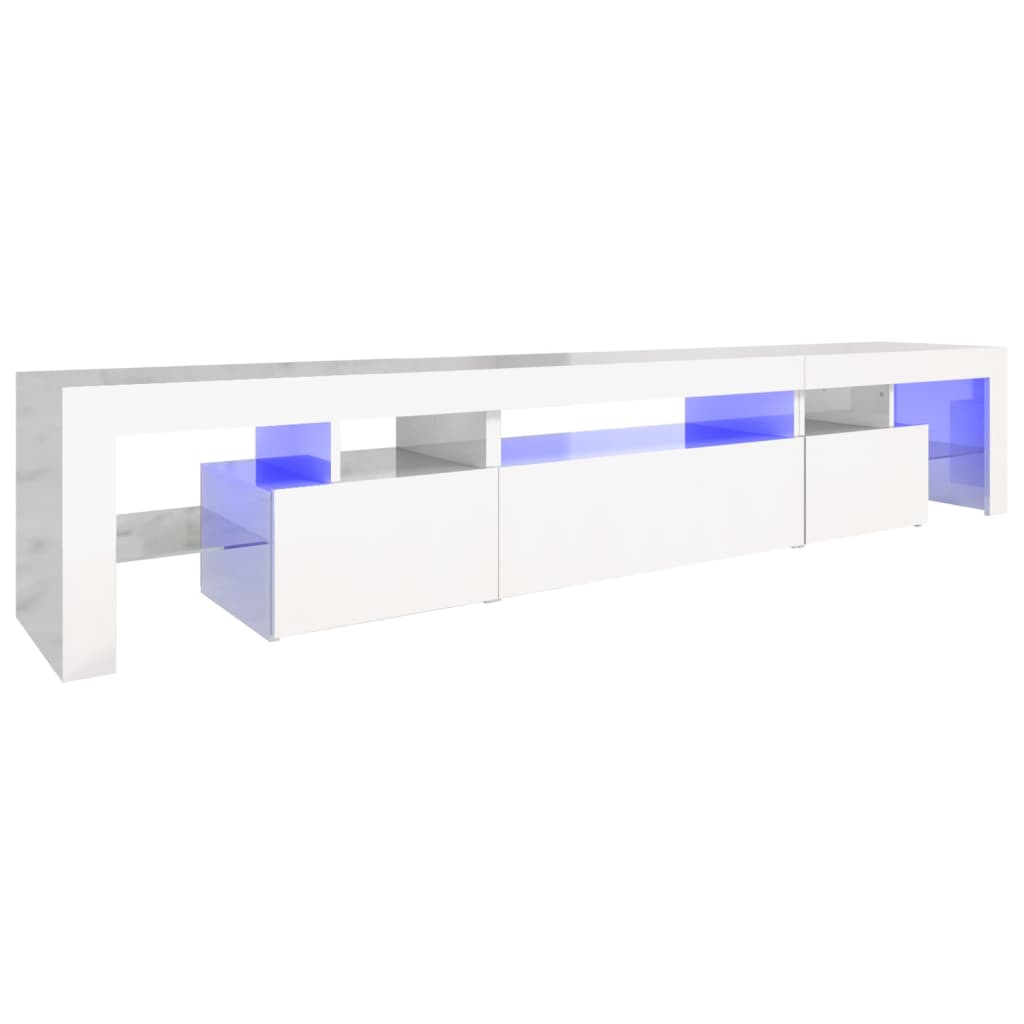 vidaXL Mueble de TV con luces LED blanco brillante 215x36,5x40 cm