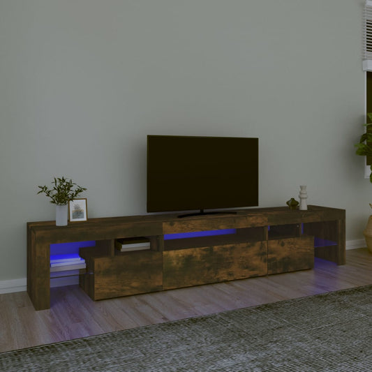 vidaXL Mueble de TV con luces LED color roble ahumado 215x36,5x40 cm