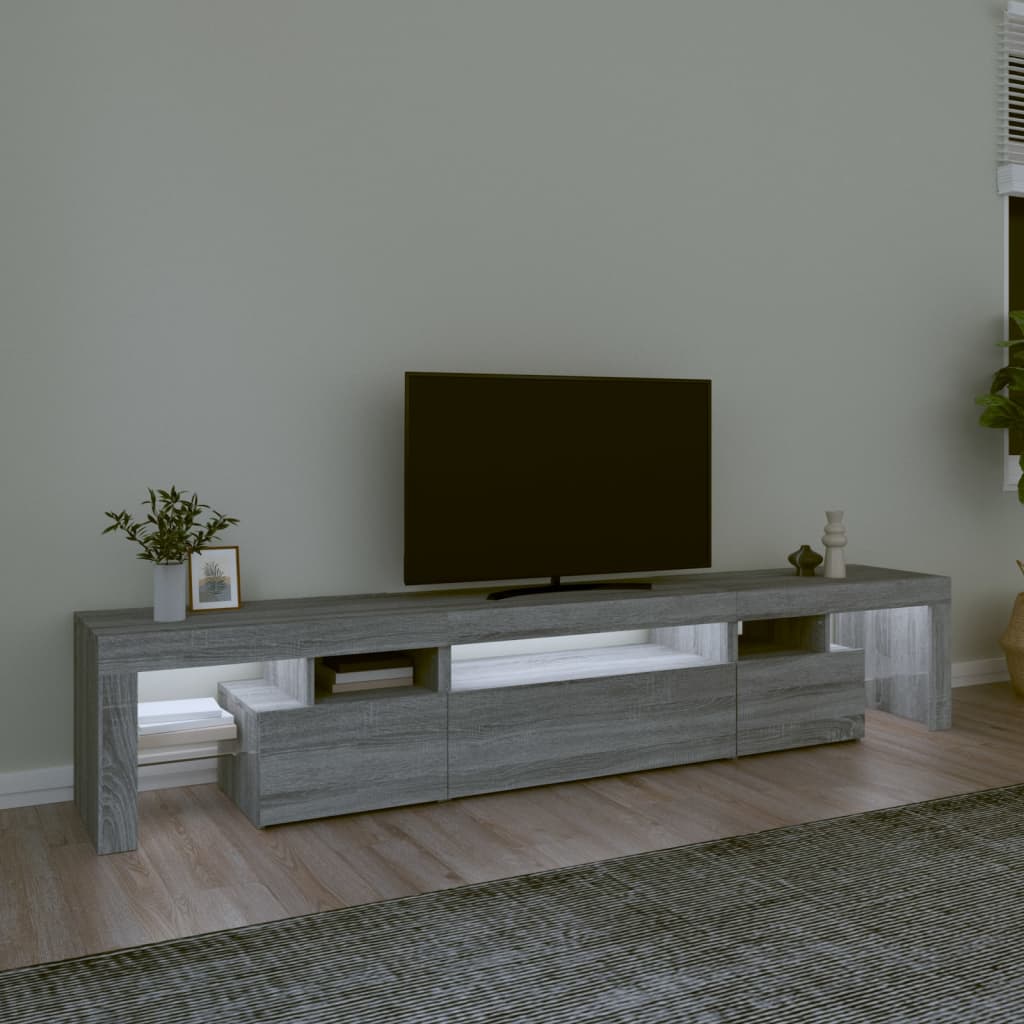 vidaXL Mueble de TV con luces LED gris Sonoma 215x36,5x40 cm