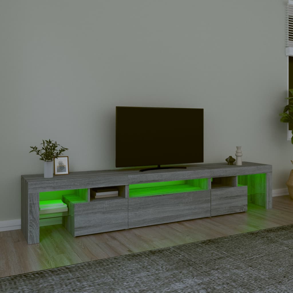 vidaXL Mueble de TV con luces LED gris Sonoma 215x36,5x40 cm