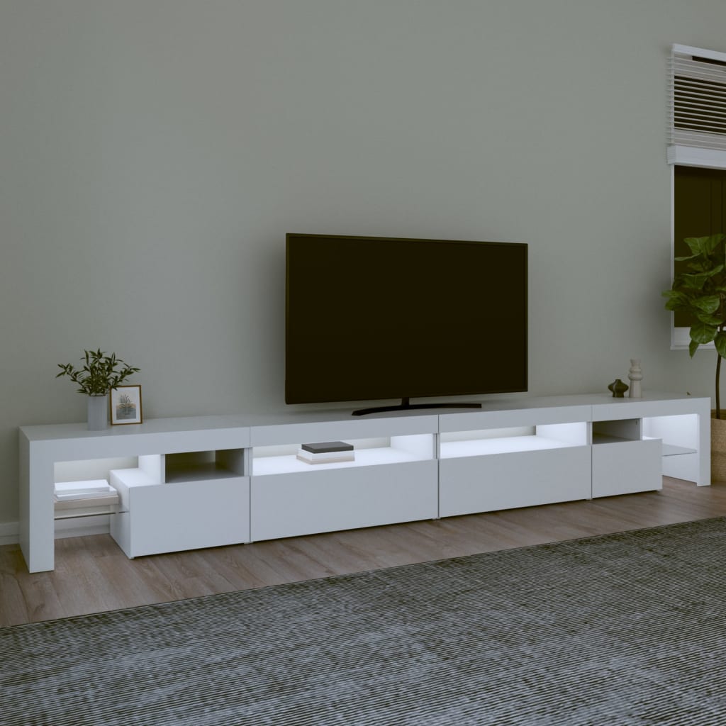 vidaXL Mueble de TV con luces LED blanco 290x36,5x40 cm