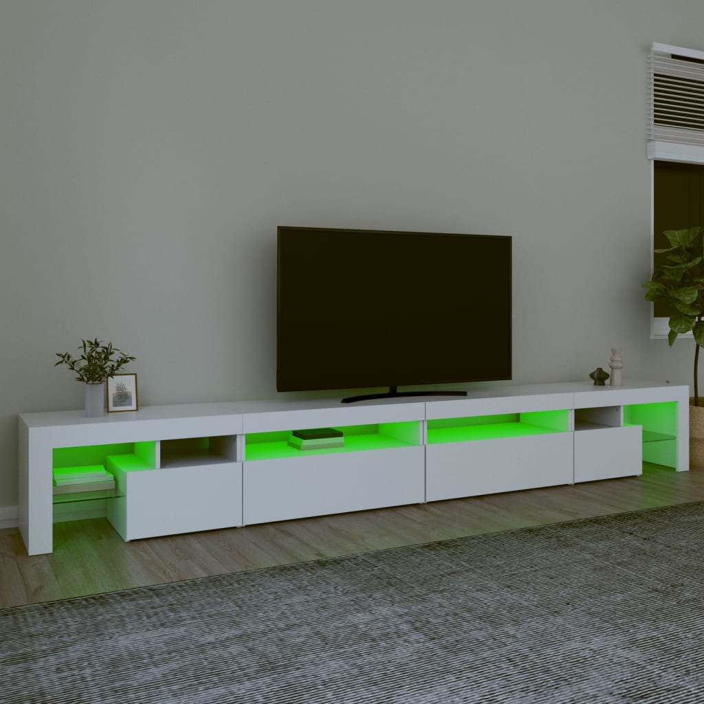 vidaXL Mueble de TV con luces LED blanco 290x36,5x40 cm