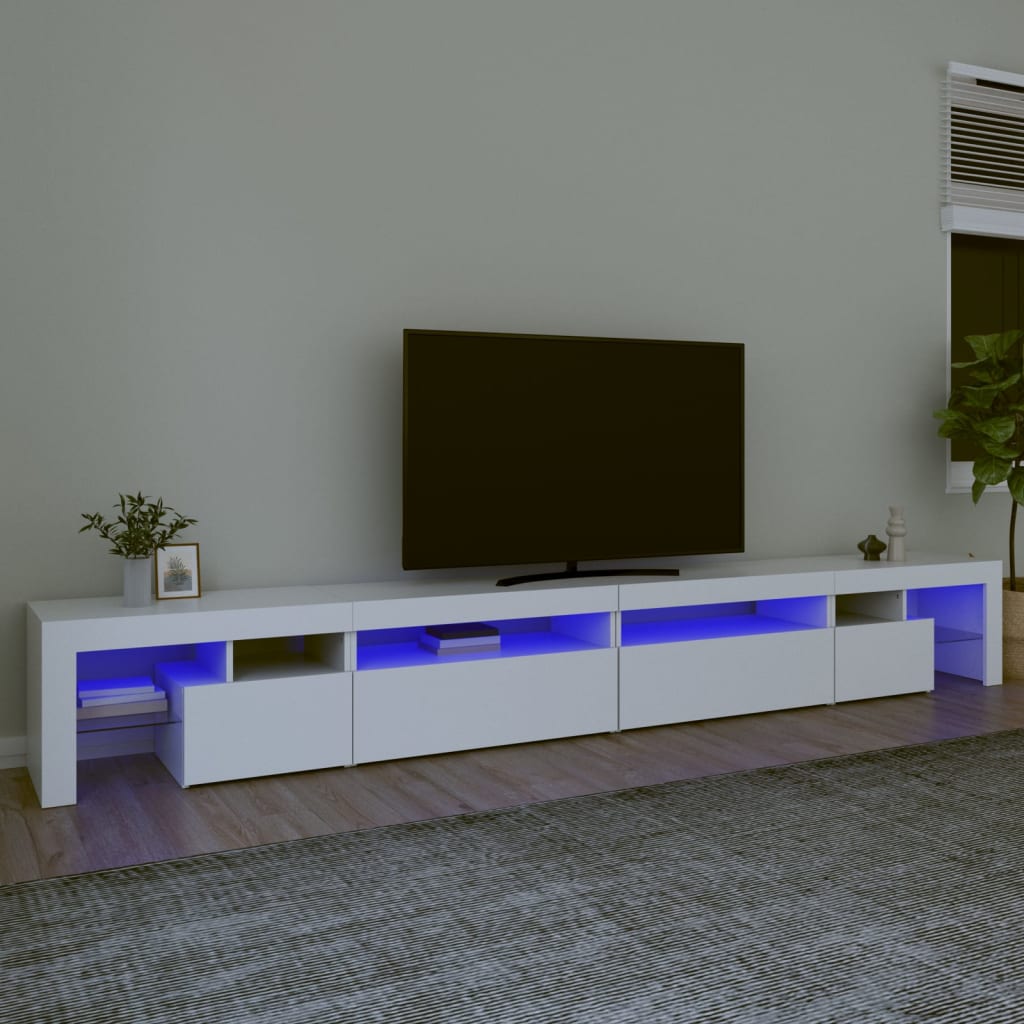 vidaXL Mueble de TV con luces LED blanco 290x36,5x40 cm