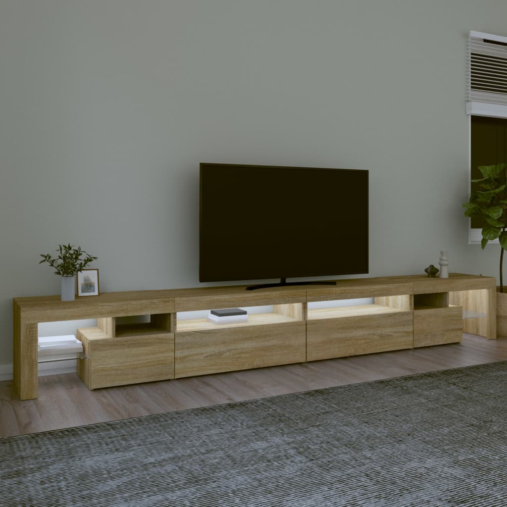 vidaXL Mueble de TV con luces LED color roble Sonoma 290x36,5x40 cm