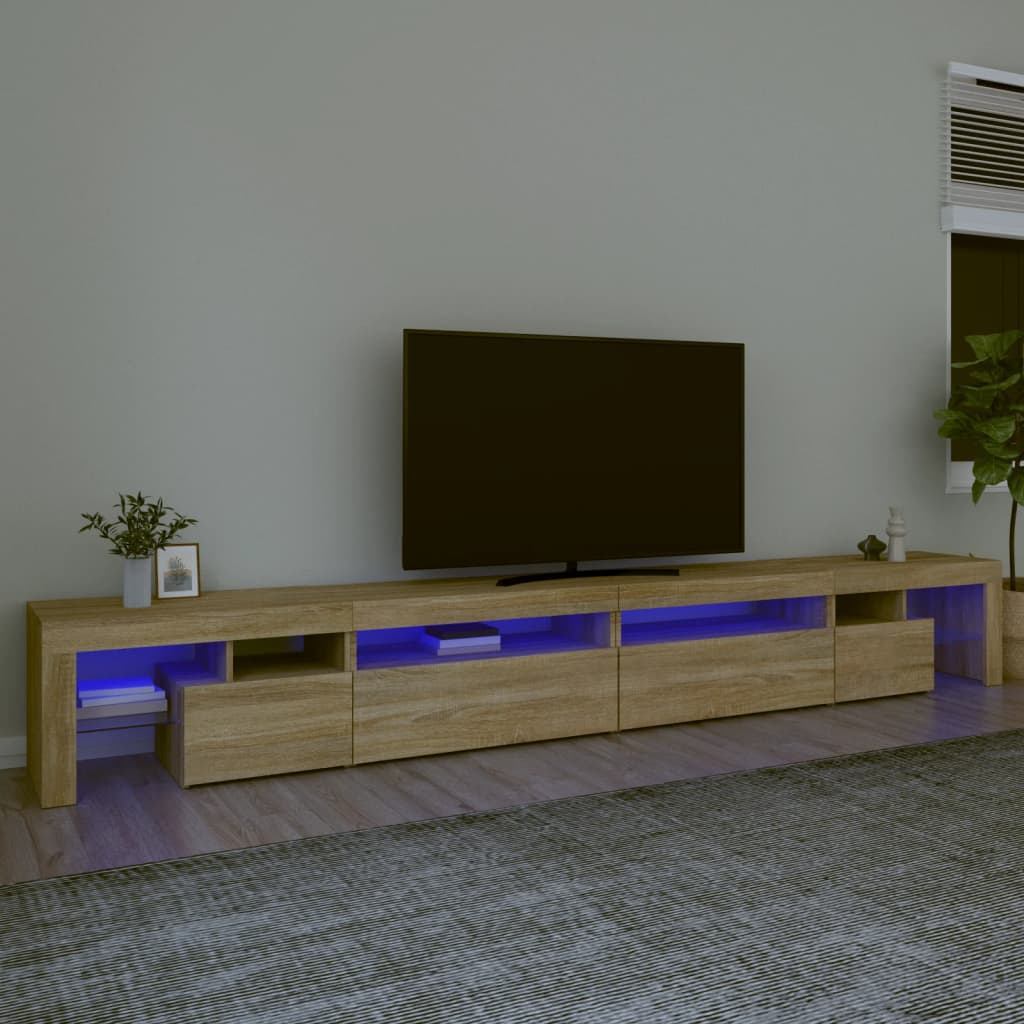 vidaXL Mueble de TV con luces LED color roble Sonoma 290x36,5x40 cm