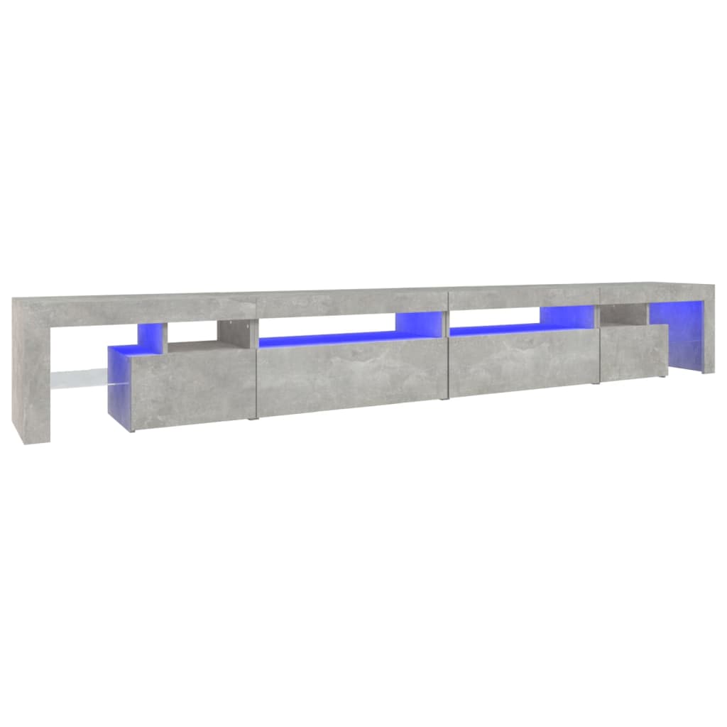 vidaXL Mueble de TV con luces LED gris hormigón 290x36,5x40 cm