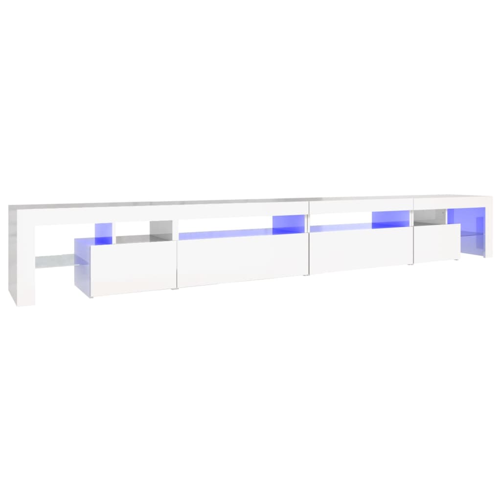 vidaXL Mueble de TV con luces LED blanco brillante 290x36,5x40 cm