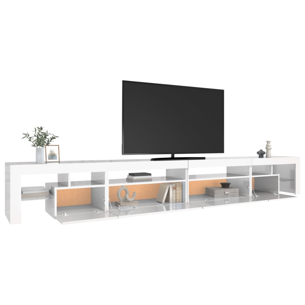 vidaXL Mueble de TV con luces LED blanco brillante 290x36,5x40 cm