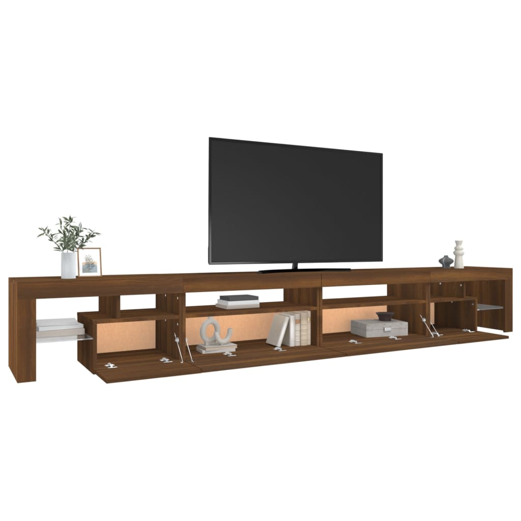 vidaXL Mueble de TV con luces LED marrón roble 290x36,5x40 cm