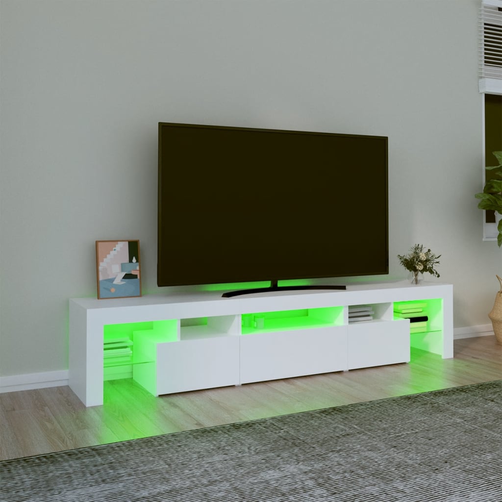 vidaXL Mueble de TV con luces LED blanco 200x36,5x40 cm