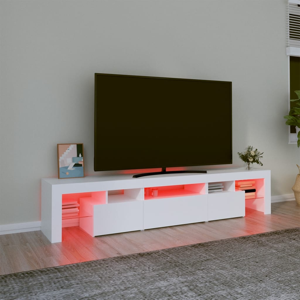 vidaXL Mueble de TV con luces LED blanco 200x36,5x40 cm