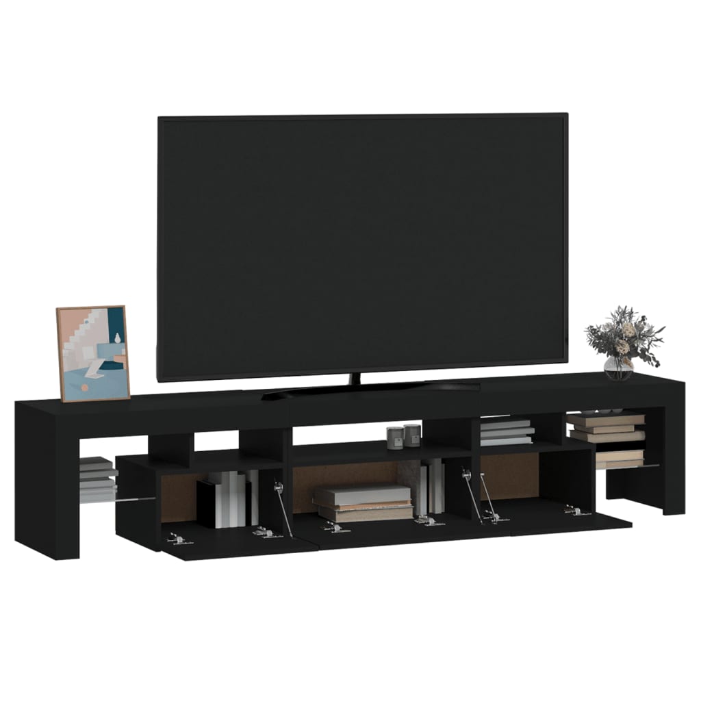 vidaXL Mueble de TV con luces LED Negro 200x36,5x40 cm