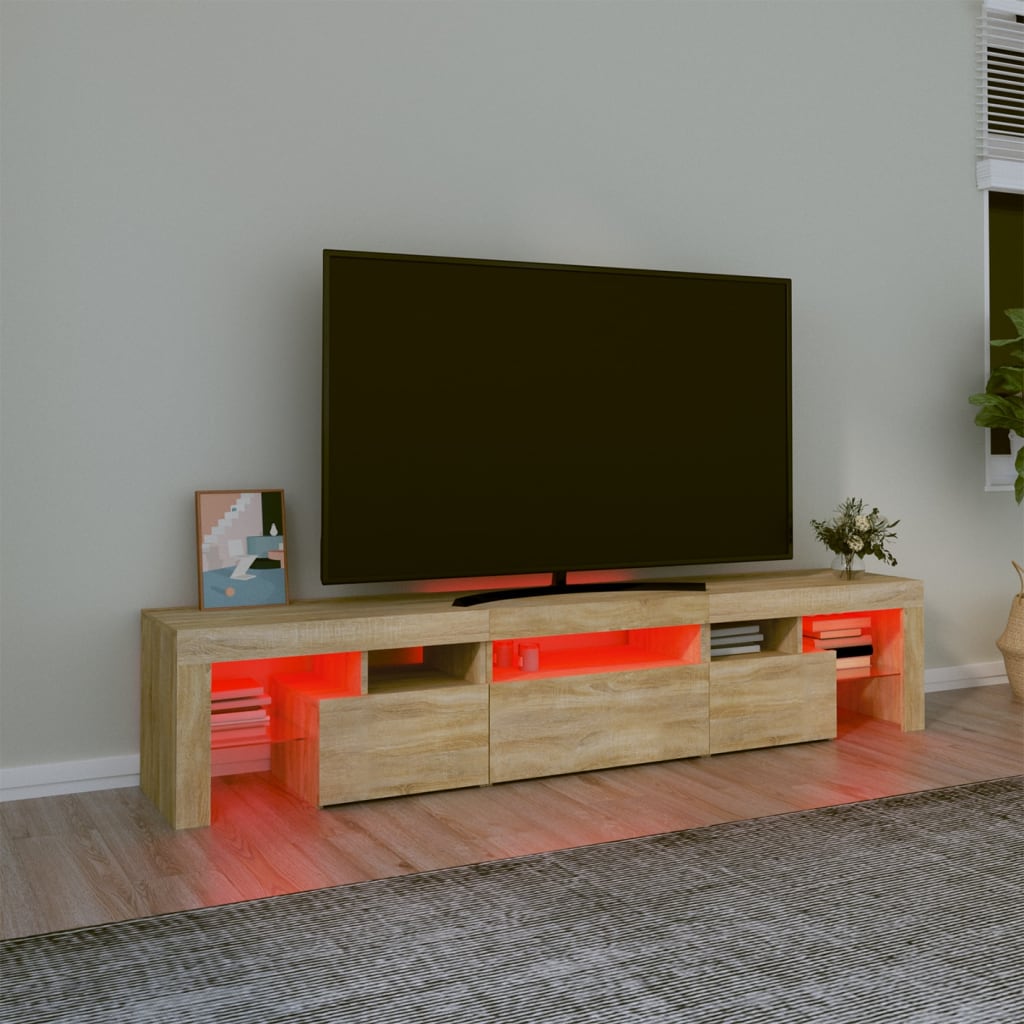 vidaXL Mueble de TV con luces LED roble Sonoma 200x36,5x40 cm