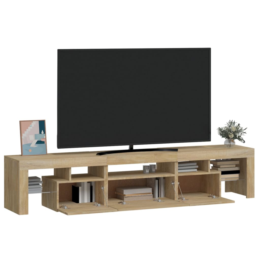 vidaXL Mueble de TV con luces LED roble Sonoma 200x36,5x40 cm