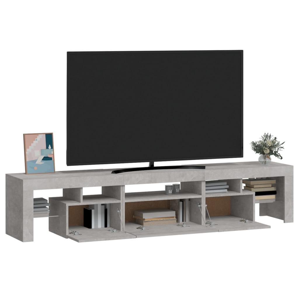 vidaXL Mueble de TV con luces LED gris hormigón 200x36,5x40 cm