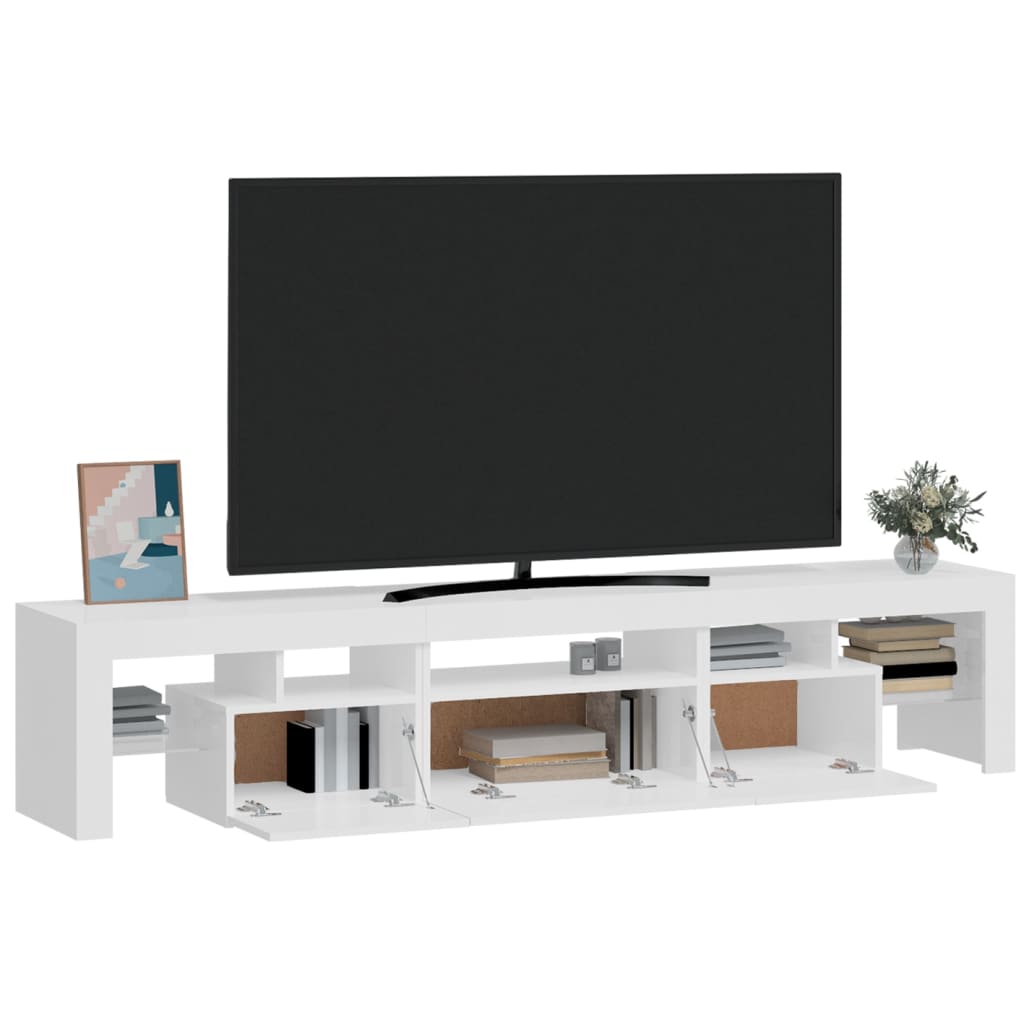 vidaXL Mueble de TV con luces LED blanco brillante 200x36,5x40 cm