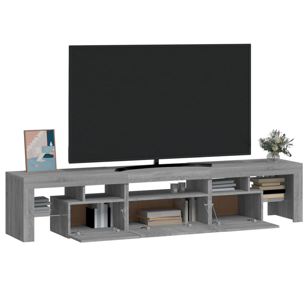 vidaXL Mueble de TV con luces LED gris Sonoma 200x36,5x40 cm