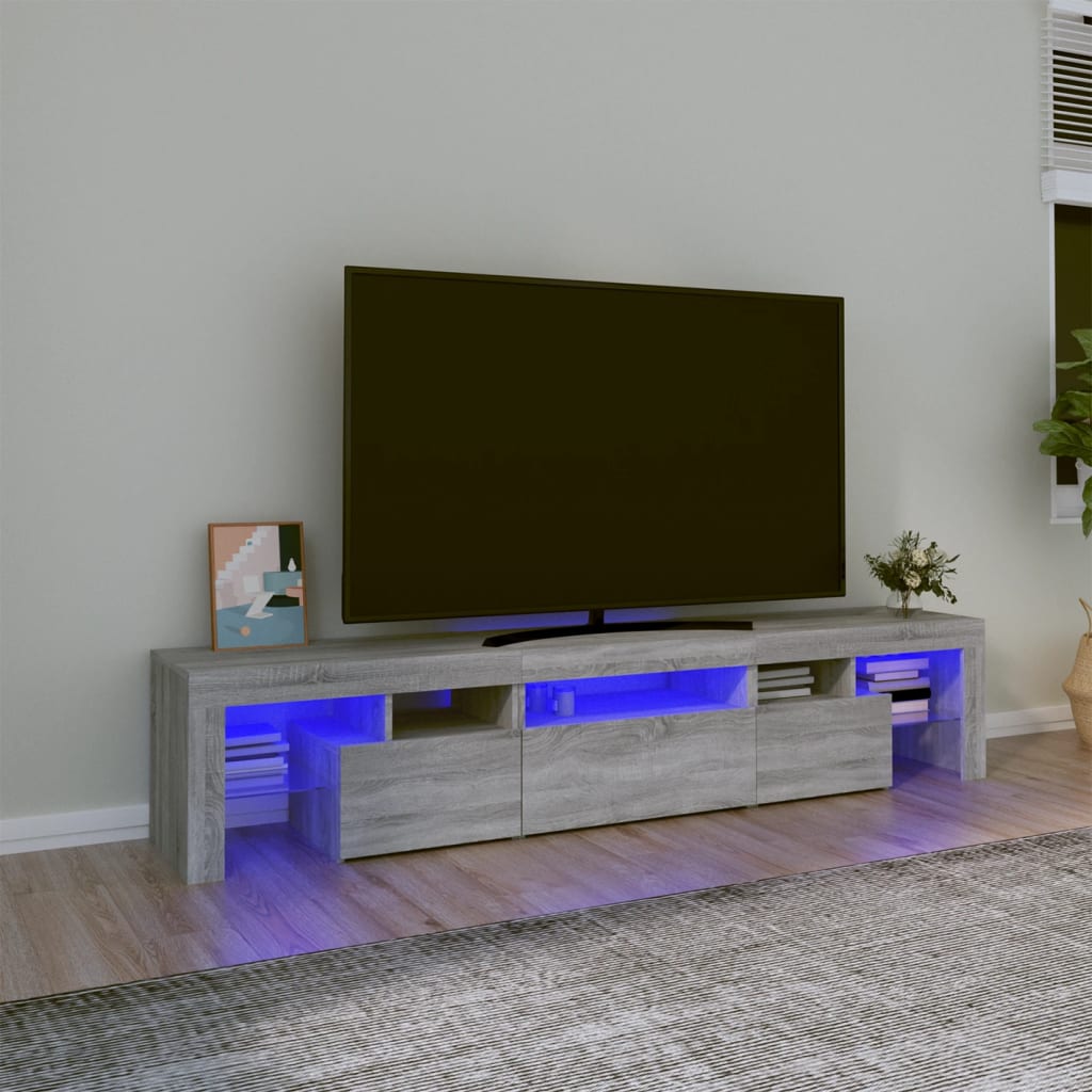 vidaXL Mueble de TV con luces LED gris Sonoma 200x36,5x40 cm