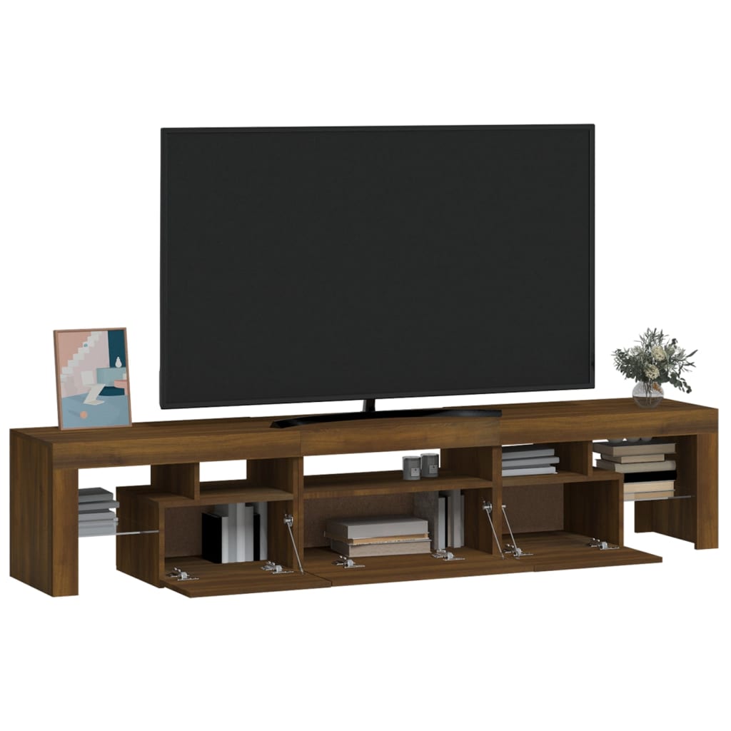 vidaXL Mueble de TV con luces LED marrón roble 200x36,5x40 cm