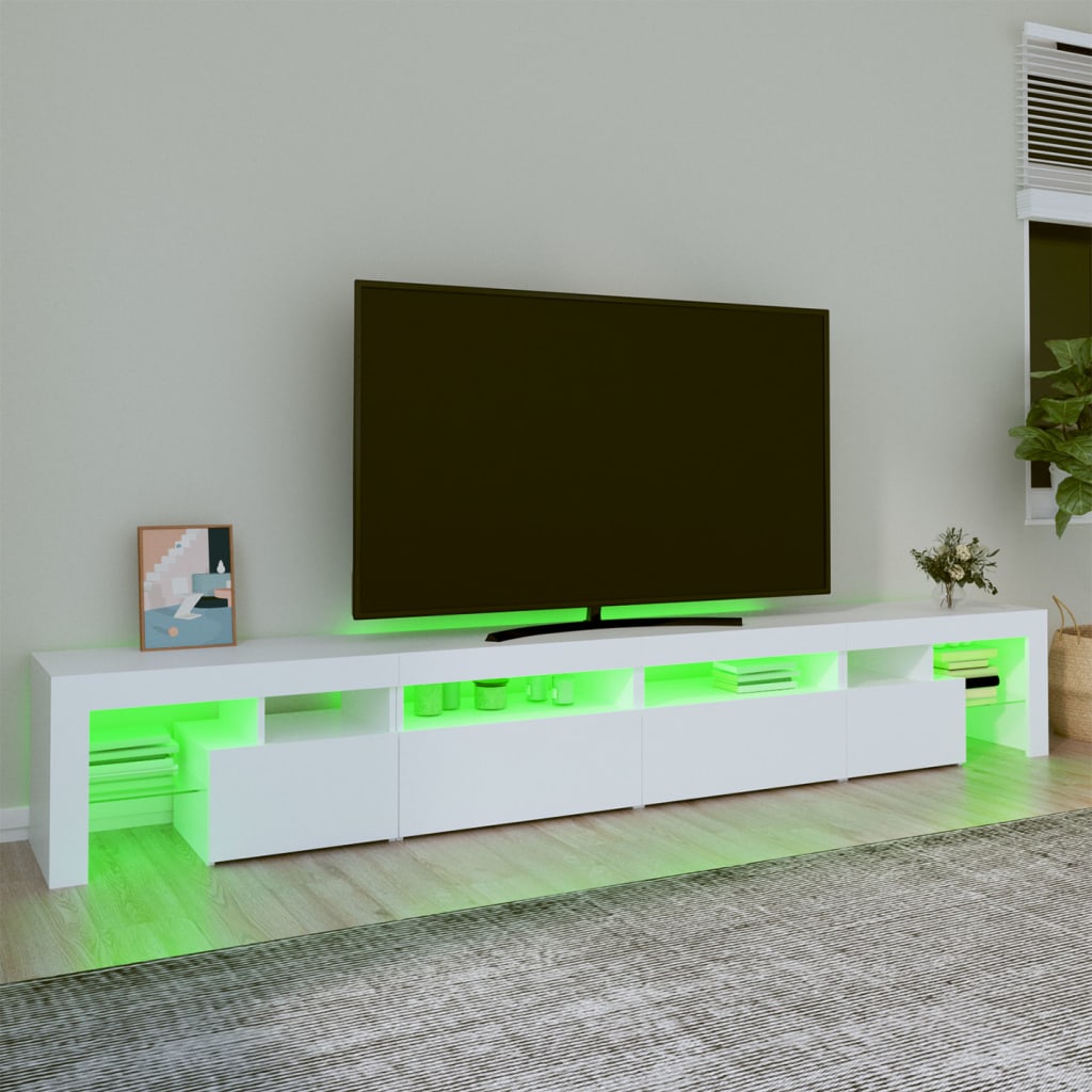 vidaXL Mueble de TV con luces LED blanco 260x36,5x40 cm