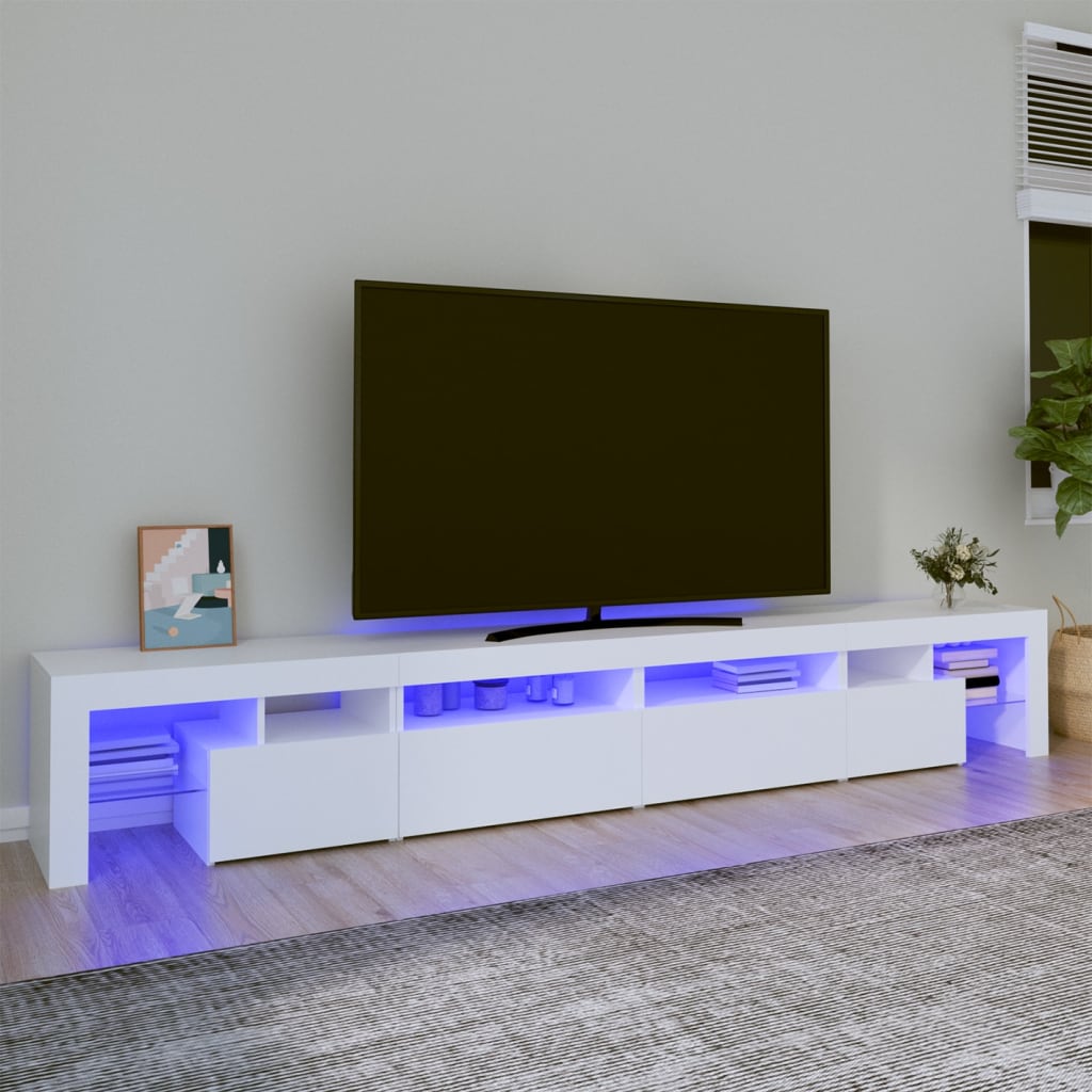 vidaXL Mueble de TV con luces LED blanco 260x36,5x40 cm