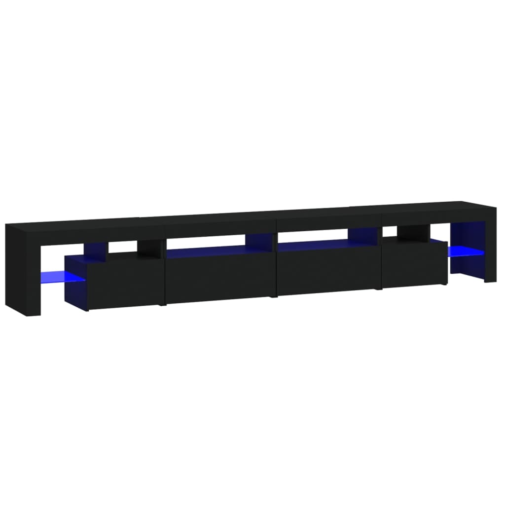 vidaXL Mueble de TV con luces LED Negro 260x36,5x40 cm