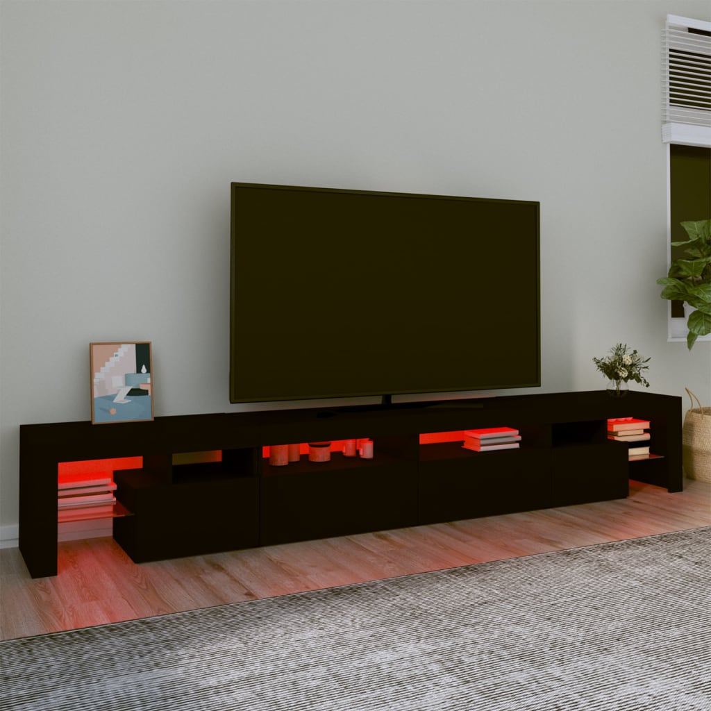 vidaXL Mueble de TV con luces LED Negro 260x36,5x40 cm