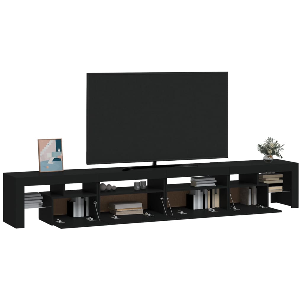 vidaXL Mueble de TV con luces LED Negro 260x36,5x40 cm