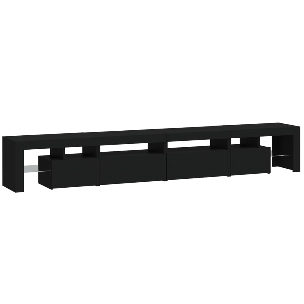 vidaXL Mueble de TV con luces LED Negro 260x36,5x40 cm