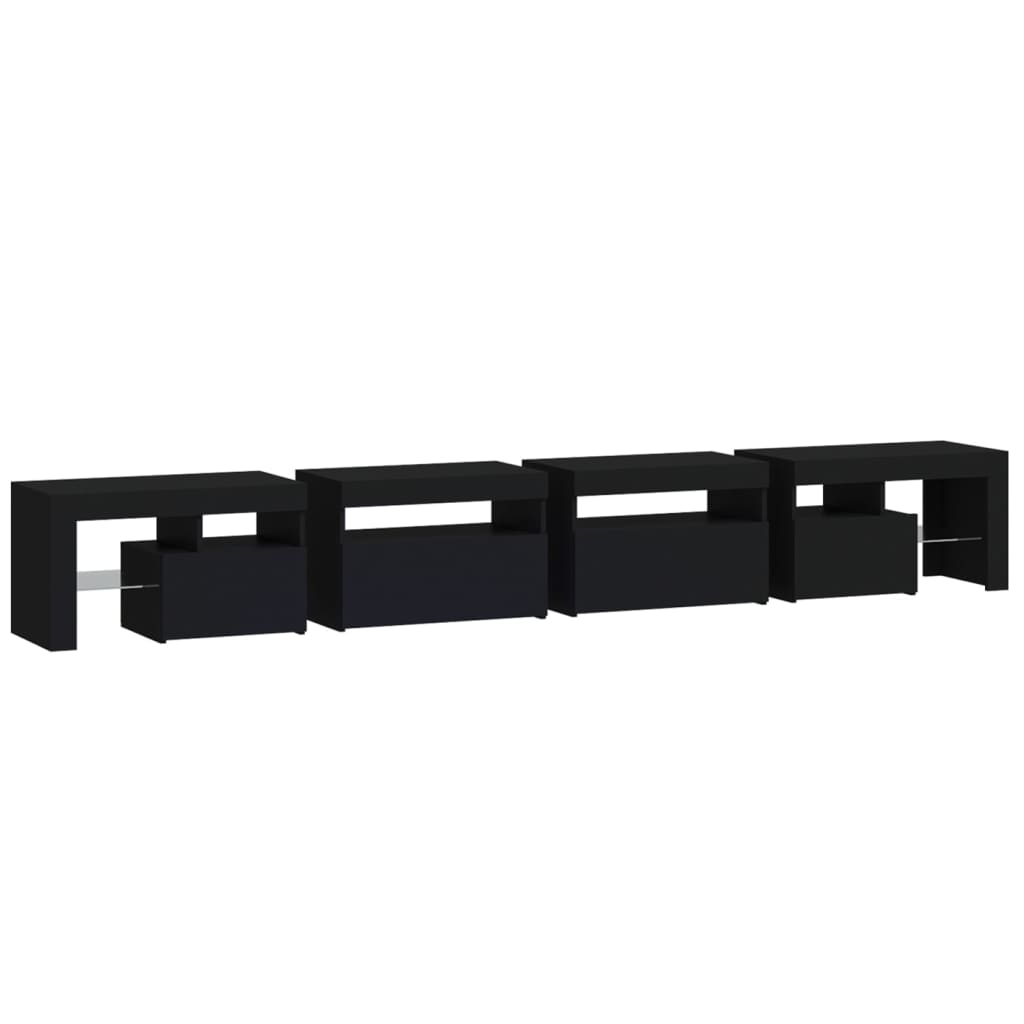 vidaXL Mueble de TV con luces LED Negro 260x36,5x40 cm