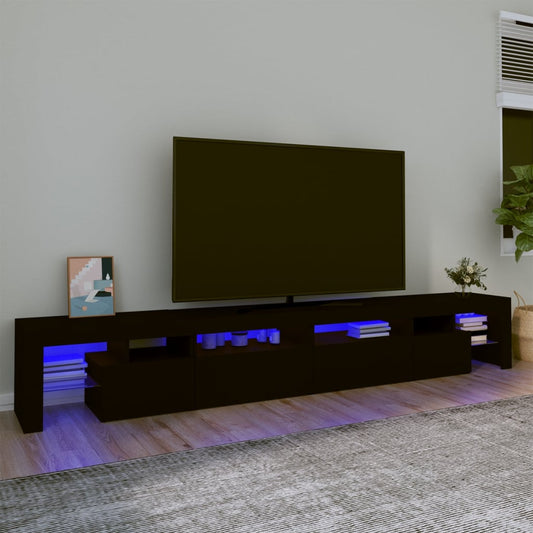 vidaXL Mueble de TV con luces LED Negro 260x36,5x40 cm