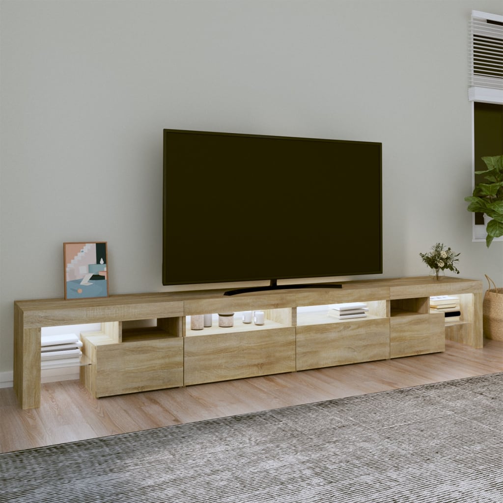 vidaXL Mueble de TV con luces LED roble Sonoma 260x36,5x40 cm