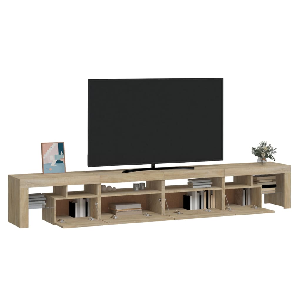 vidaXL Mueble de TV con luces LED roble Sonoma 260x36,5x40 cm