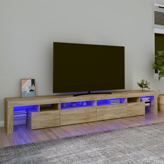 vidaXL Mueble de TV con luces LED roble Sonoma 260x36,5x40 cm