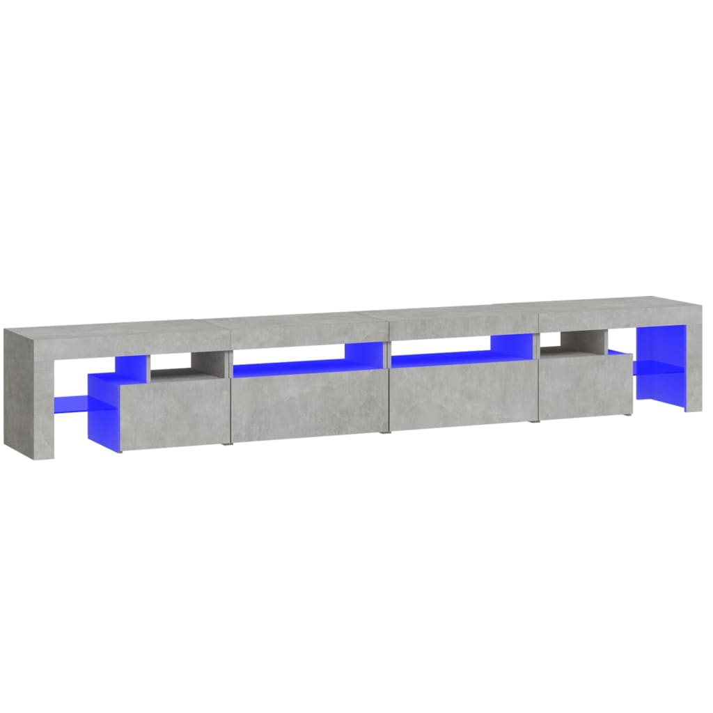 vidaXL Mueble de TV con luces LED gris hormigón 260x36,5x40 cm