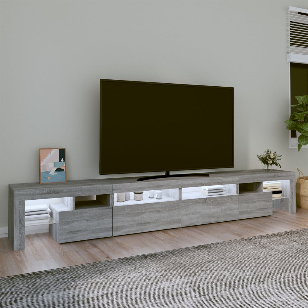 vidaXL Mueble de TV con luces LED gris Sonoma 260x36,5x40 cm