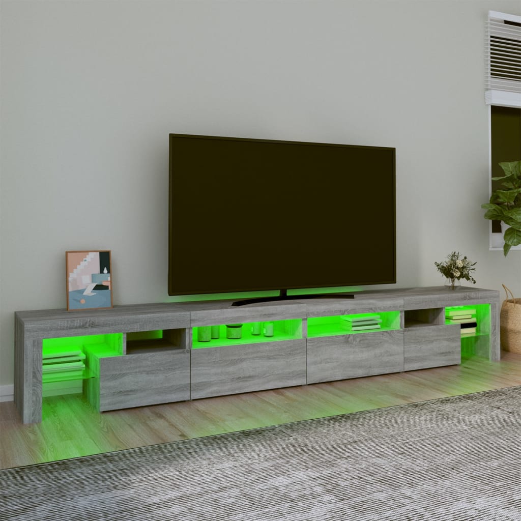 vidaXL Mueble de TV con luces LED gris Sonoma 260x36,5x40 cm